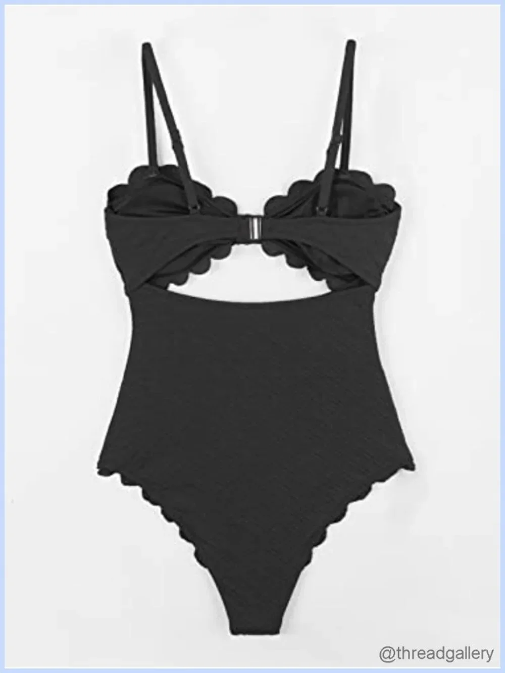 Women's Cutout One Piece Swimsuit Scallop Trim Bathing Suit Removable Pads